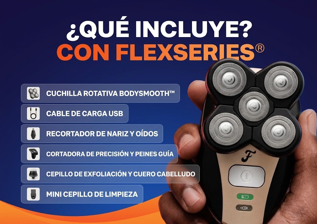 Kit de Rasurado FlexSeries Pro® 5 en 1 para Cabeza, Rostro y Cuerpo